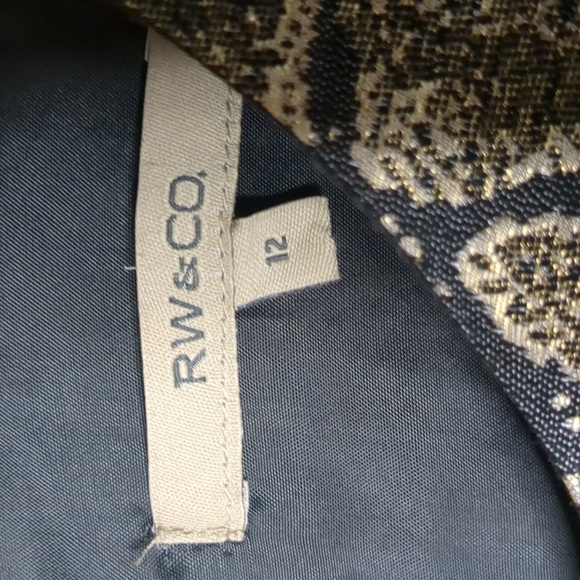 RW & Co* sleeveless round neck metallic snake print mid length dress size 12 - Picture 6 of 11